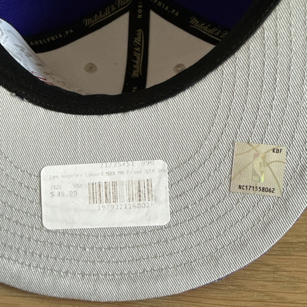 LOS ANGELES LAKERS‎ MITCHELL & NESS 2-TONE LIBERTY FIT OSFM SNAPBACK HAT/CAP NWT - Picture 6 of 8